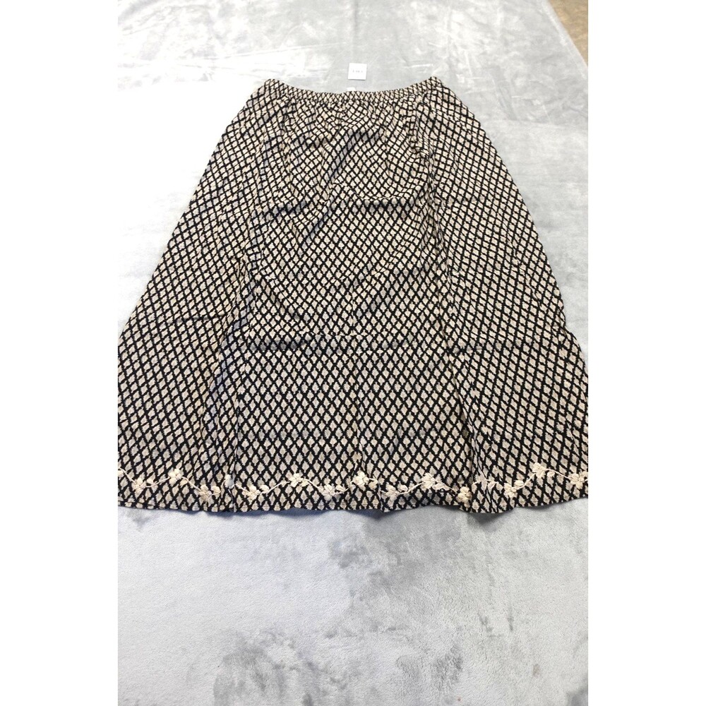 J.Jill Women's Size M Black Stamped Leaf Pure Jill Hand Embroidered Skirt NWT